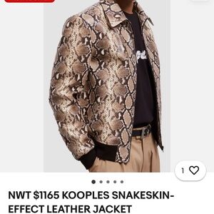 The Kooples Snakeskin-Effect Leather Jacket - Brown and Black